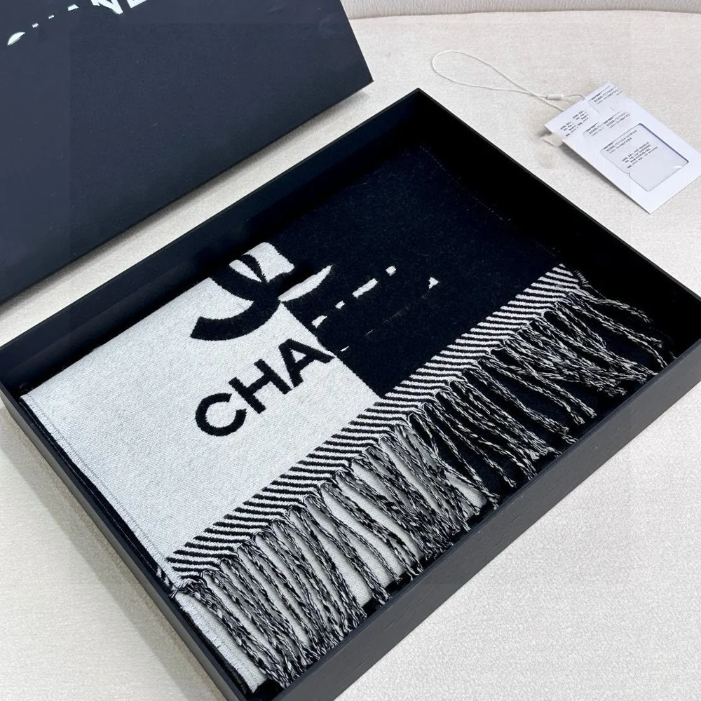 2025 dupla face lã moda versátil jacquard cachecol edição feminina carta avançada cachecol quente sem caixa