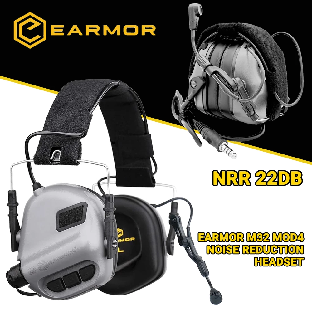 SALE! Original M32 MOD4 Tactical Shooting Earmuff Noise Reduction Headphones EARMOR Aviation Communication Earmuff GREY/PINK