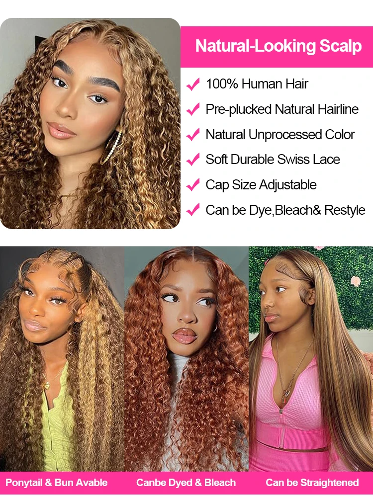 تسليط الضوء على أومبير قبل قطع شعر مستعار غلويليس ارتداء والذهاب مجعد 100% شعر الإنسان موجة عميقة الباروكات الأمامية 13x4 13x6 HD الدانتيل الباروكات الأمامية