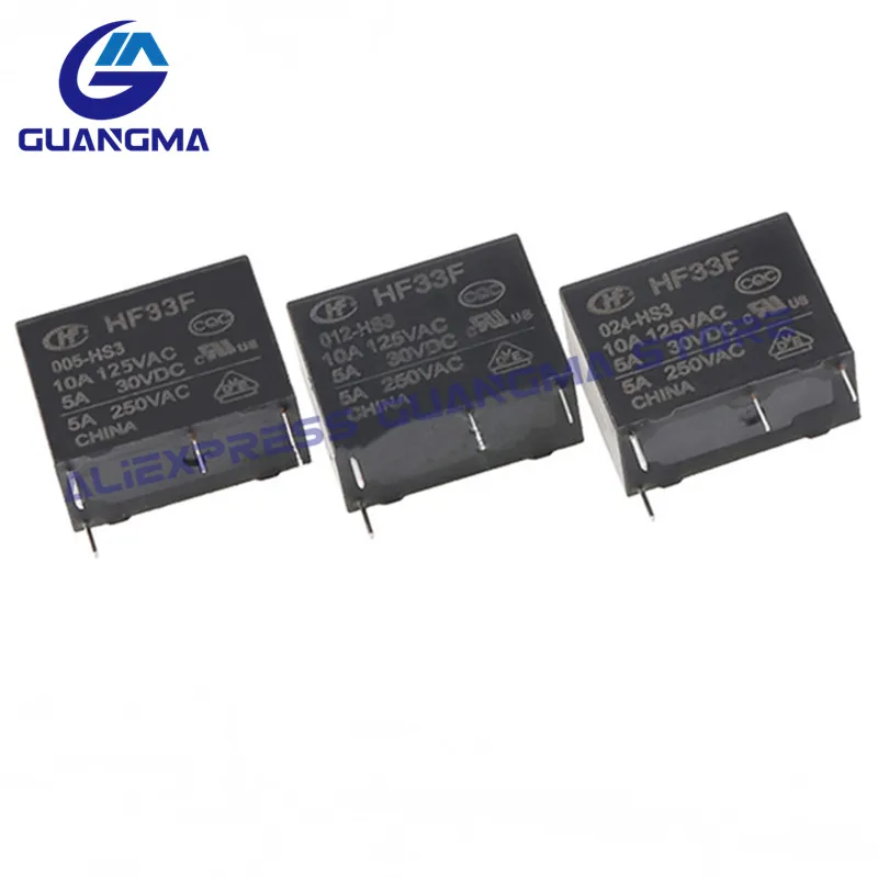 50PCS HF33F- 005/012/024-HS3 / ZS3 / HSL3 3A 5A 10A 250VAC 4Pin 5Pin DC5V 12V 24V Relay HF33F-024-HSL3 HF33F-005-HS3 HF33F- ZS3