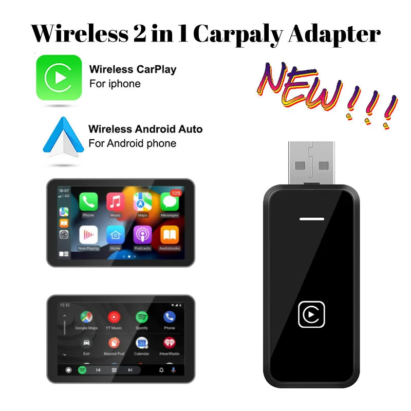 2in1 NEW Wireless CarPlay Android Auto Wireless Adapter Smart Mini AI Box Plug And Play WiFi Fast Connect Universal For Nissan