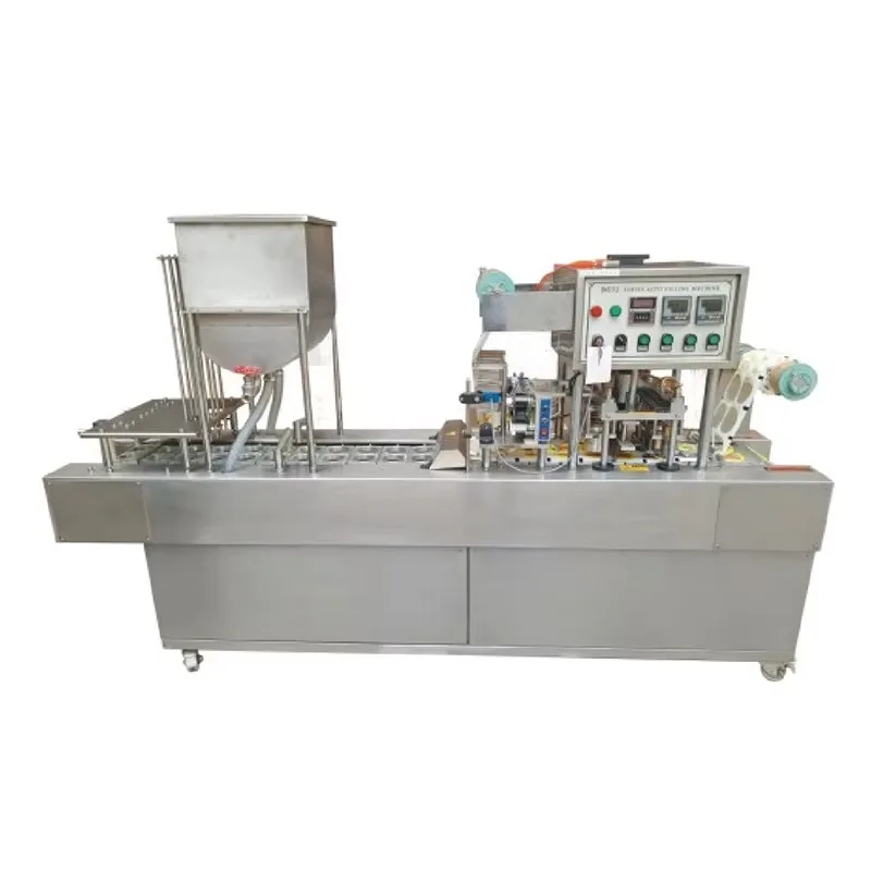 Automatic Plastic Mineral Water Yogurt Cup Filling Capping Sealing Machine