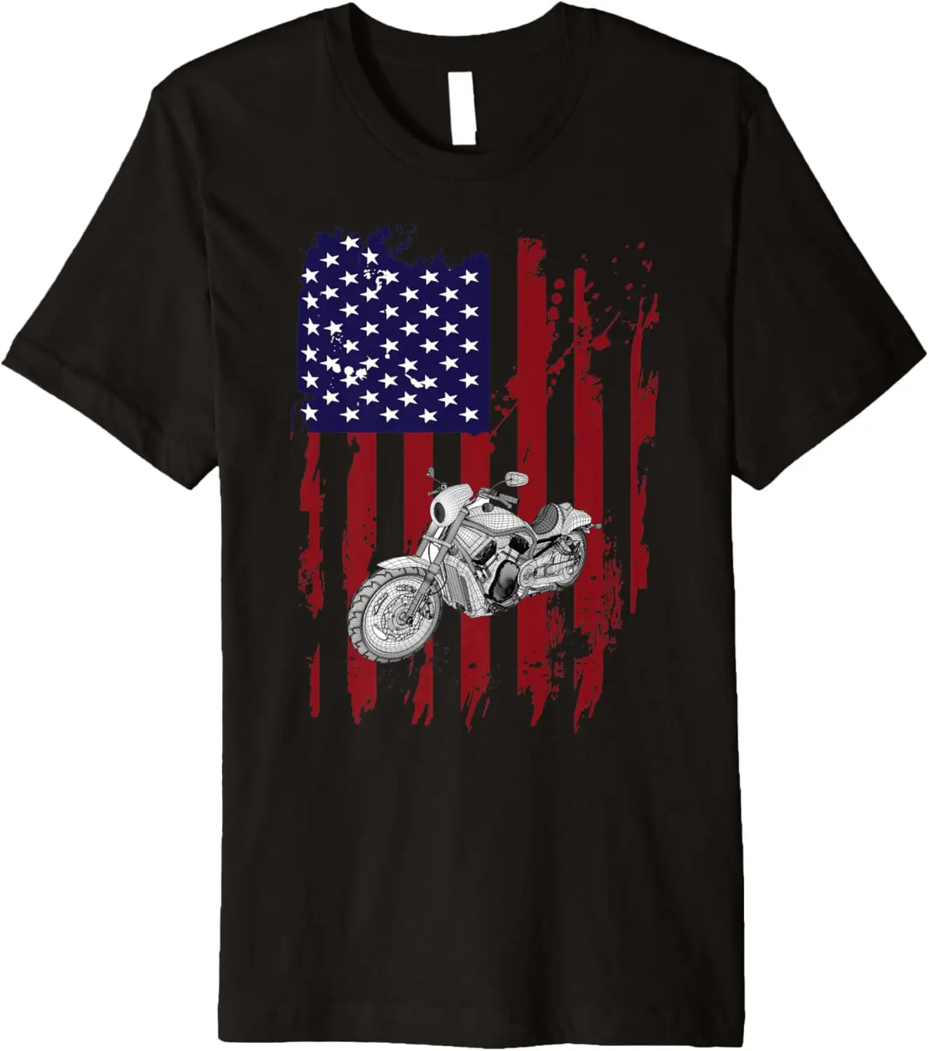 

Vintage Retro Motorcycle Detailed With American Flag Premium T-Shirt Motorcycle