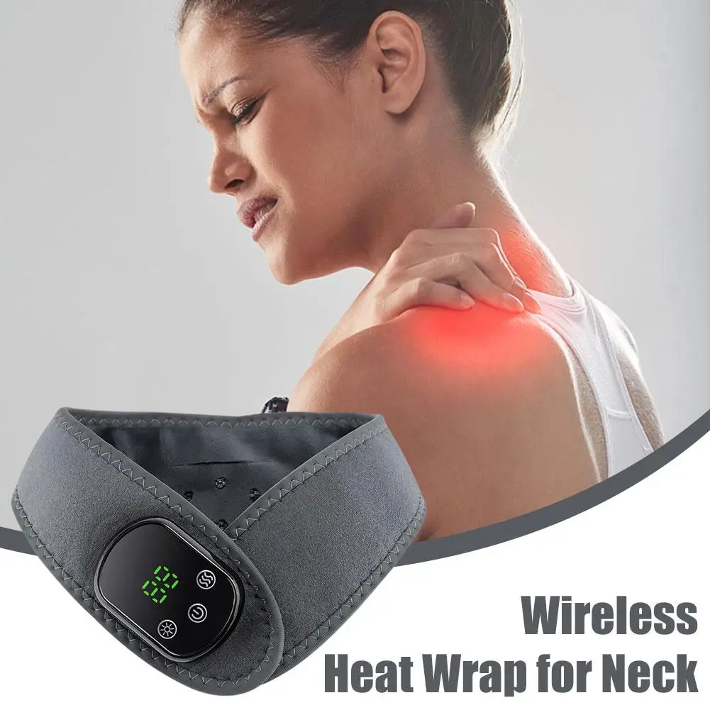 

Electric Heated Neck Brace Wrap 5 Levels Temperature Adjust Hot Compress Vibration Neck Massager Thermal Neck Warmer Heating Pad