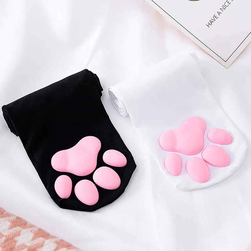 Katze Pfote Pad Socke rosa niedlichen Lolita Oberschenkel hohe Socken für Mädchen Kinder Frauen Cosplay 3D Kätzchen Klaue Strümpfe Calcetines Mujer