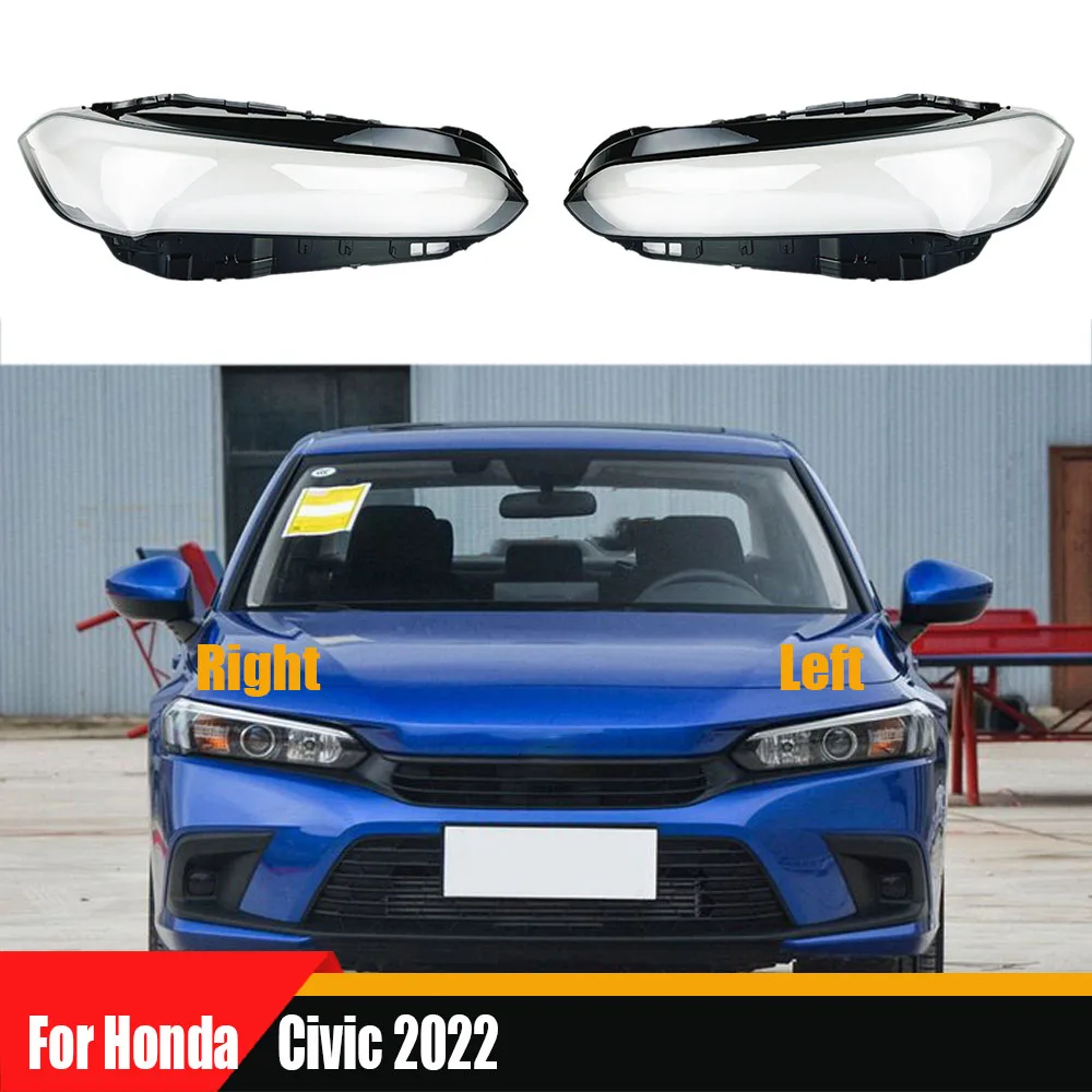 

For Honda Civic 2022 2023 Headlight Shade Transparent Lampshade Lens Headlamp Cover Lamp Shell Plexiglass Black Edge