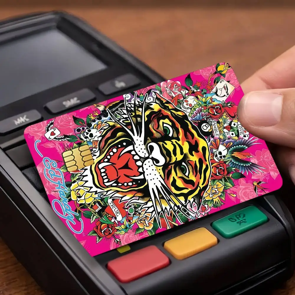Fundas Adhesivas para Tarjetas de Crédito E-Ed H-Hardy, 4 Piezas, Decoración Frontal para Tarjetas de Autobús, Protección Impermeable para Tarjetas Bancarias y de Débito