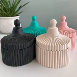 Candle Jar Silicone Molds, Circular Stripe Storage Jewelry Box Mold