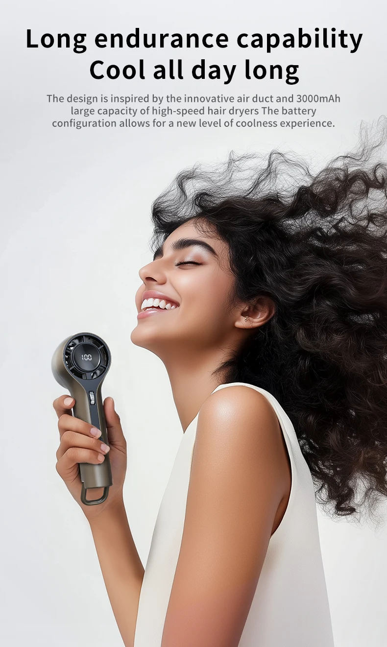 2025 الصيف مروحة كهربائية عالية الجودة 3000mah الشخصية الصغيرة المحمولة باليد الجدول USB شحن مروحة للخارجية