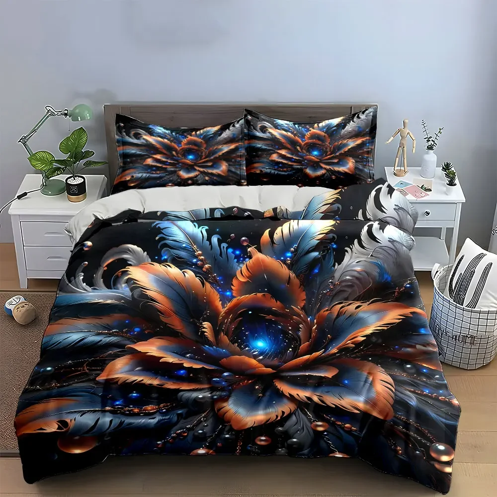

Decorative Abstract Floral Art Set Soft Comfortable Duvet Cover Bedding Set Included 1*Duvet Cover & 2*Pillowcases, gift
