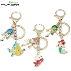 Cute Sea Keychain Starfish Shell Key Ring Mermaid Key Chains Summer Gifts for Women Girl Diy Jewelry Trinket Bags Decorations