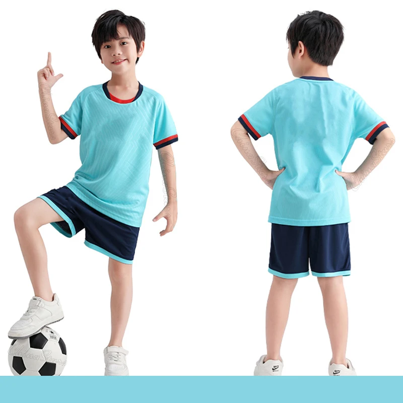 Kinder Fußball Uniformen Jungen Mädchen Fußball Jersey Sets Student Fußball Kits DIY Custom Kinder Futebol Training Kleidung Sport