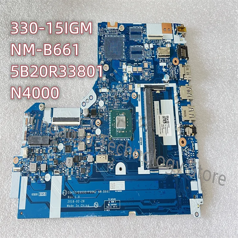 

Original For Lenovo Ideapad 330-15IGM Laptop Motherboard NM-B661 5B20R33801 DDR4 N4000 100% Test OK