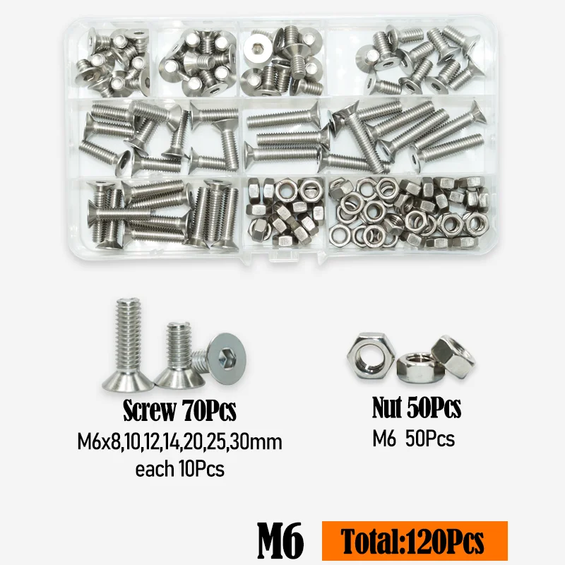 Innen sechs kant versenkte Flach kopfs ch raube Kit m2, 5 m3 m4 m5 m6 Sechs kant Innen sechs kant mutter 2,5 Edelstahl din7991 Maschinen schraube – Detail 6