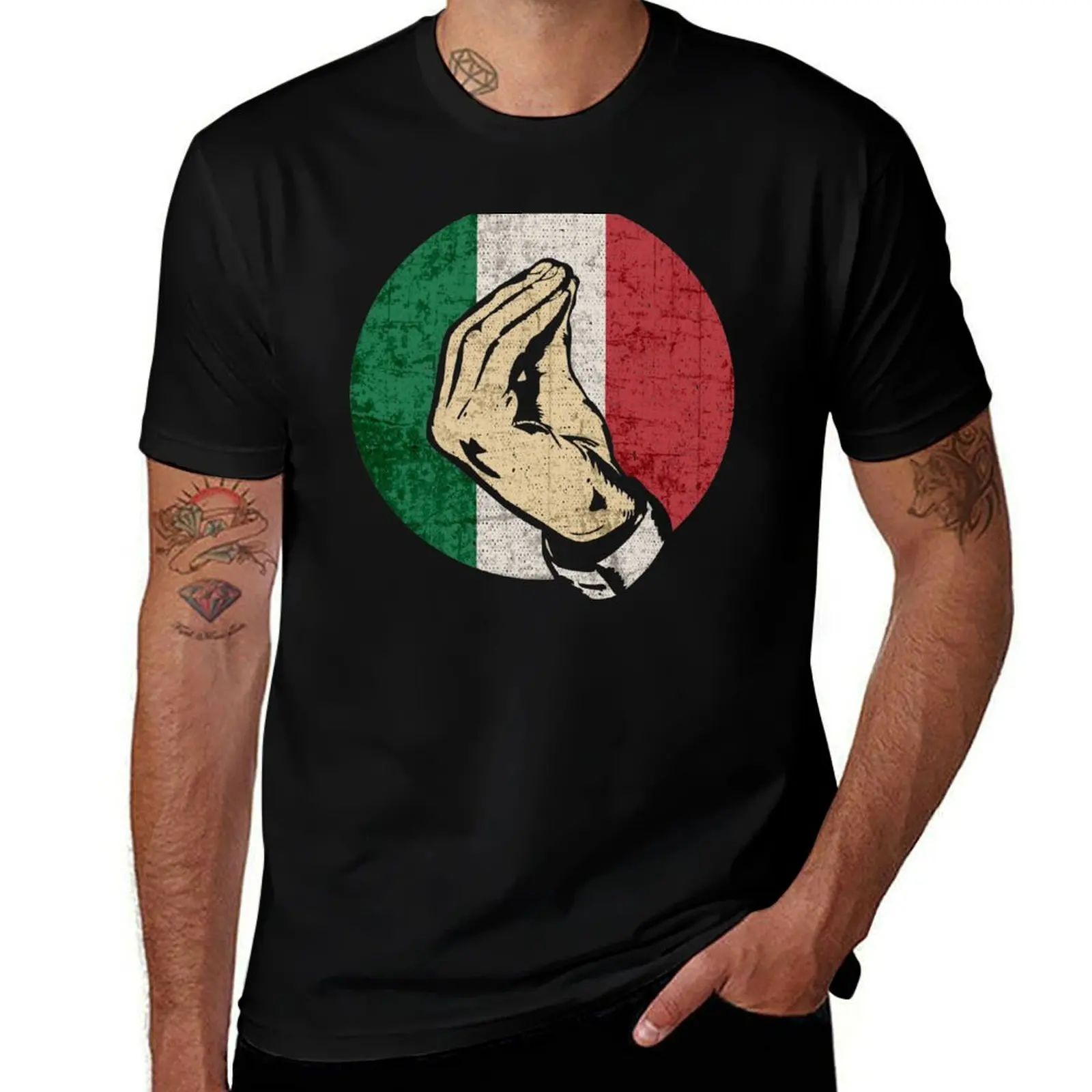 

Italian Hand Gesture Sing Language Funny Italy Flag Vintage T-Shirt fashion shirts cute tops t shirts for men