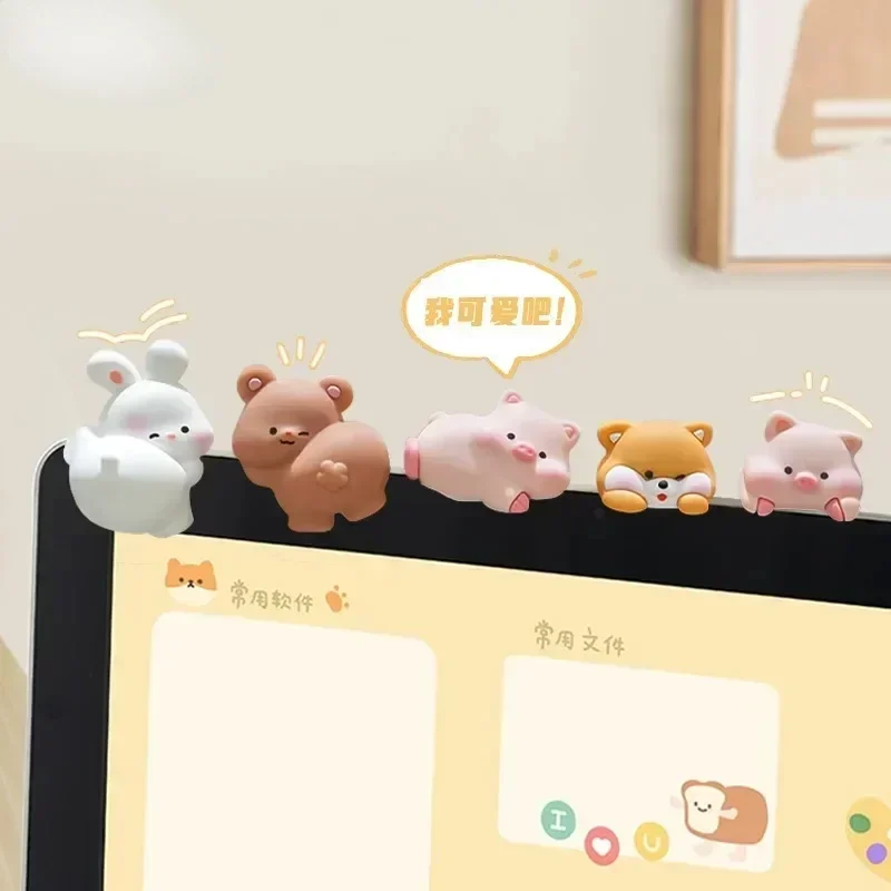 Mini Cartoon Animal Rubber Decorative Toy Cute Computer Desktop Decoration Car Cute Doll Perfect Birthday Gift Choice Decoration