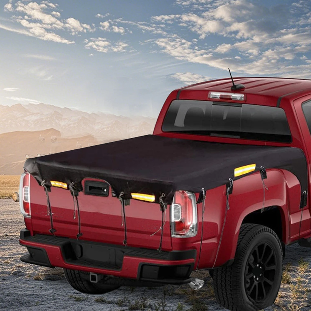 Bungee Webbings Truck Bed Tarp For Camping For Hauling Black Waterproof Protection Snug Secure Fit For Ford F150