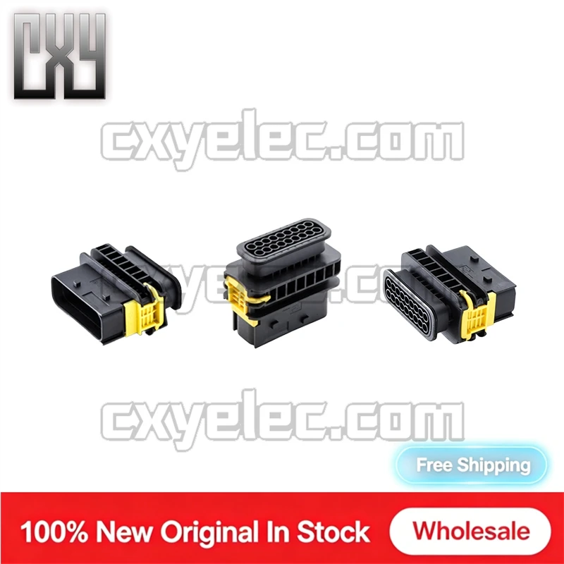 1-1564412-1 18Pin Male Connector Housing Only 2 Row 4mm IP67 Waterproof Black Key A 1.6mm For Car 48V Truck Wiring Harness`