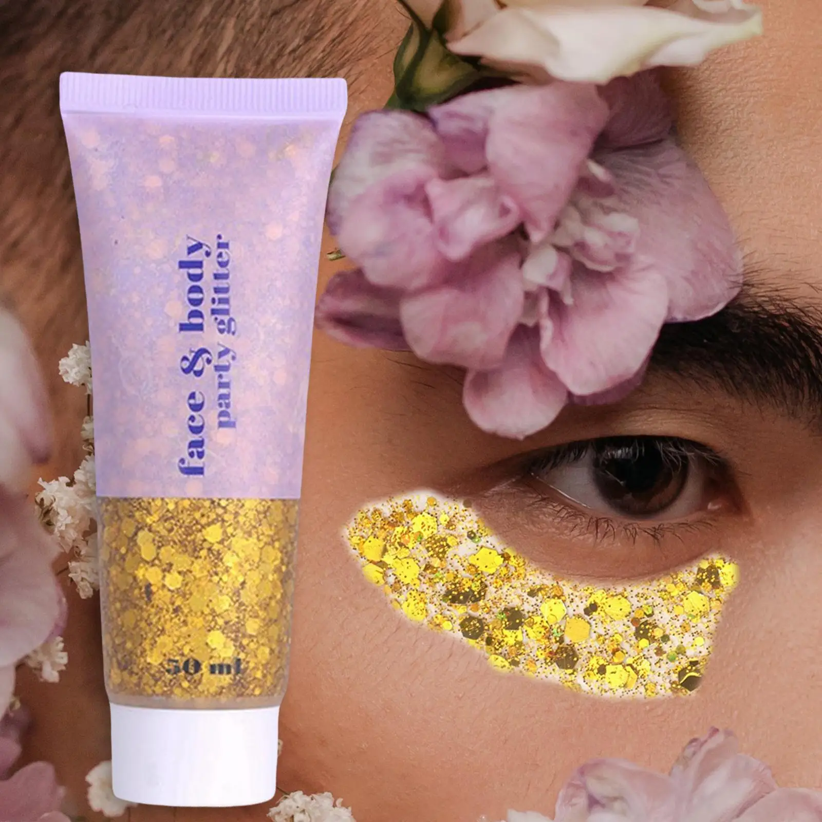 5xEye Glitter Ombretto Paillettes Trucco liquido per decorazioni per feste Giallo