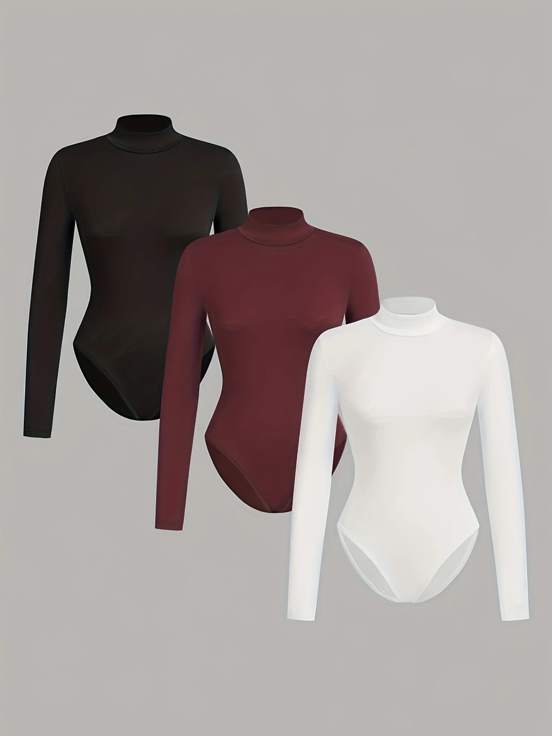 

Fall/Winter New Style Women's Casual Solid Color High-neck Long-Sleeved One-Piece Dress Set of Three Pieces