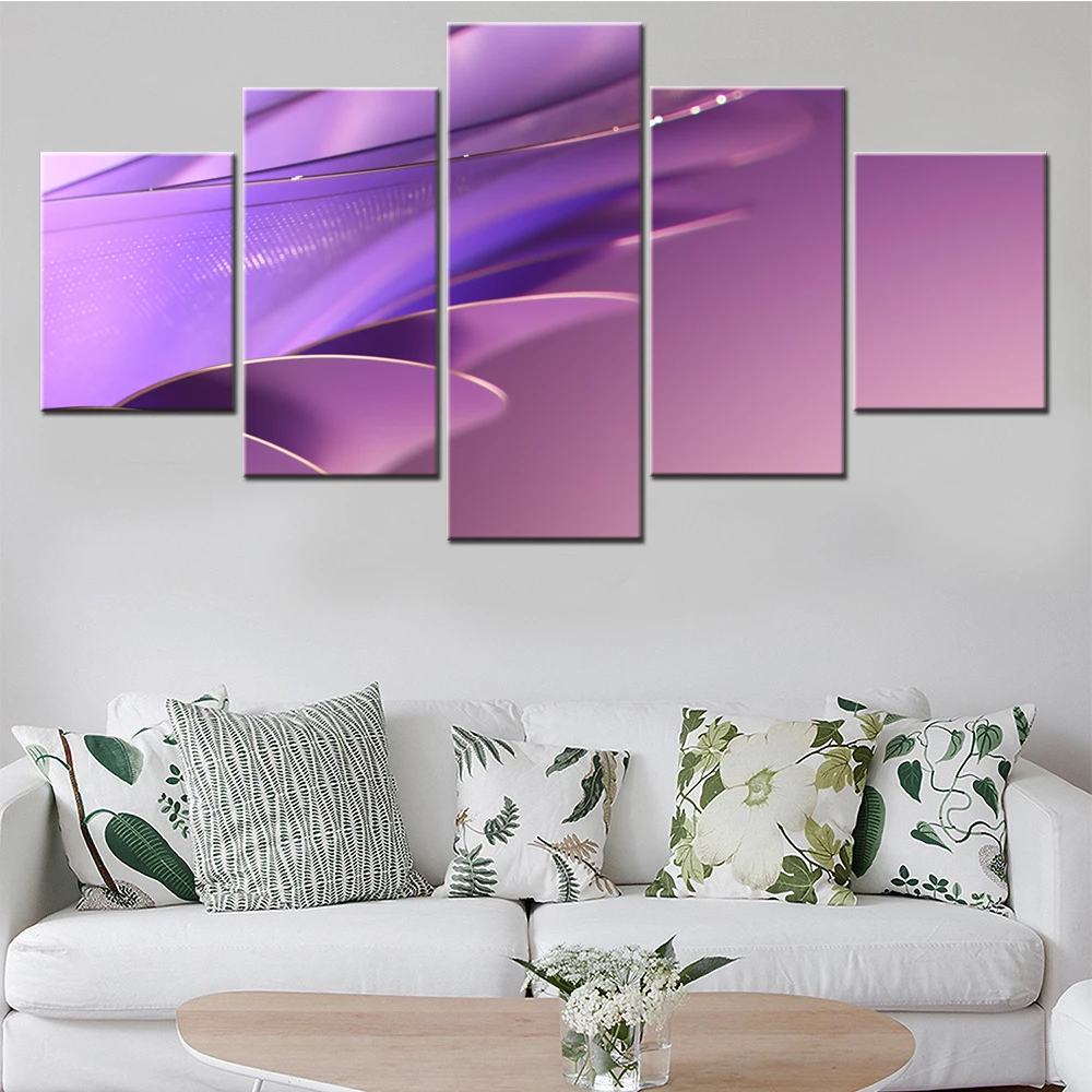 

5 Pieces Canvas Wall Arts Poster Painting Abstract Purple Gradient Abstract Art Wallpaper Home Decor Picture Printing Mural