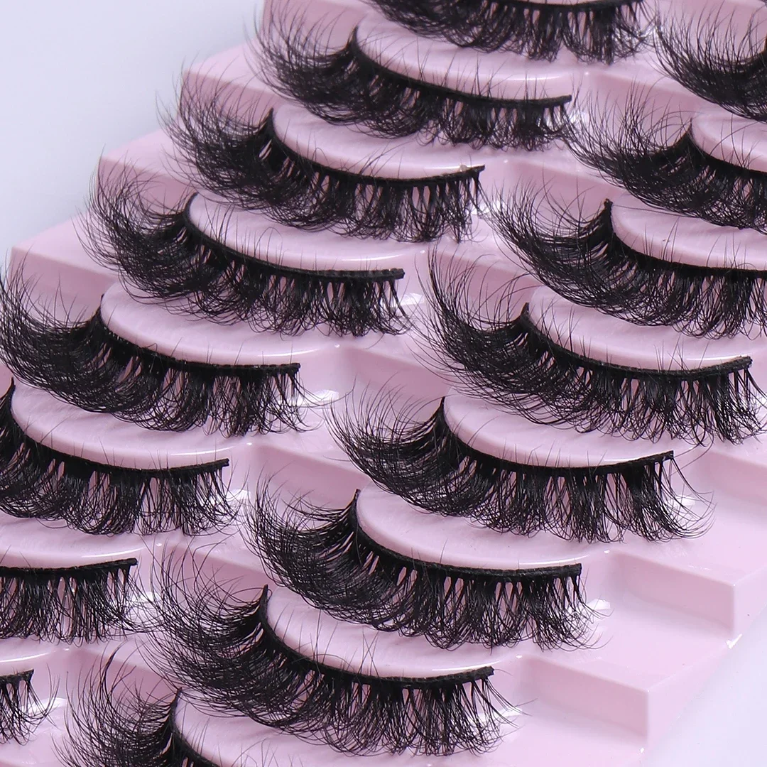 10 Pairs 3D Fake Lashes Dramatic Volume Thick Lashes Fluffy Natural False Eyelashes Thick Dramatic Eyelashes