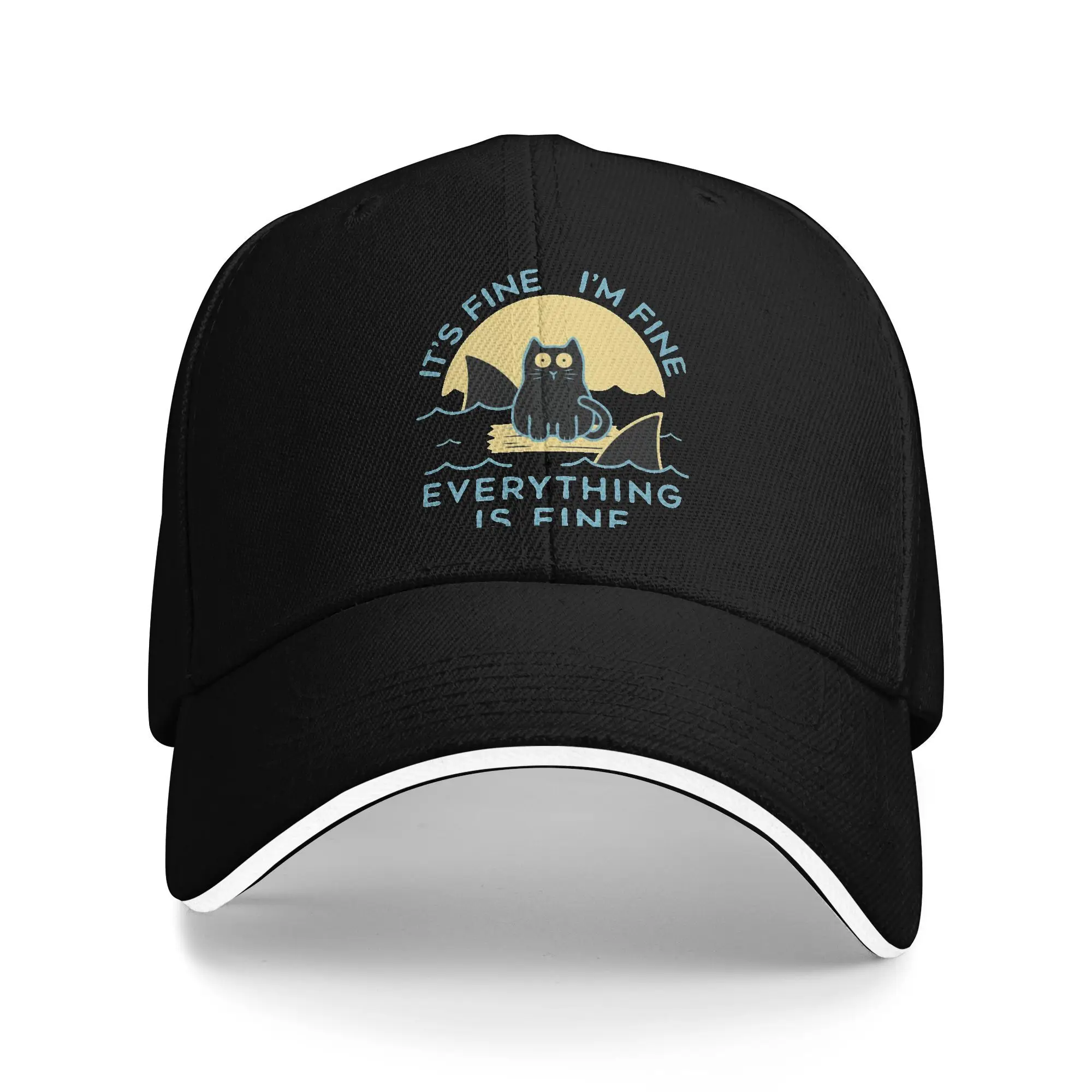 

Funny Black Cat Baseball Cap Unisex-Teens Print Hip Hop Hats Summer Fitted Retro Tennis Skate Hot Sale Baseball Caps