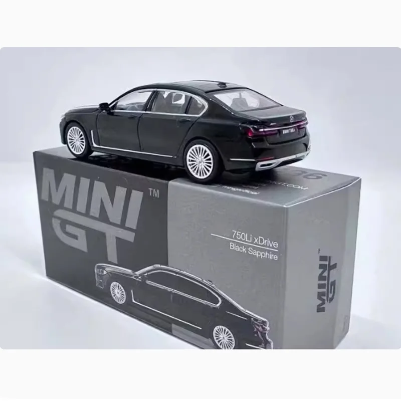 TSM MINI GT 1:64 750Li xDrive أسود/Alpina B7 سبيكة نموذج سيارة حلية تذكارية عرض مجموعة هواية هدية