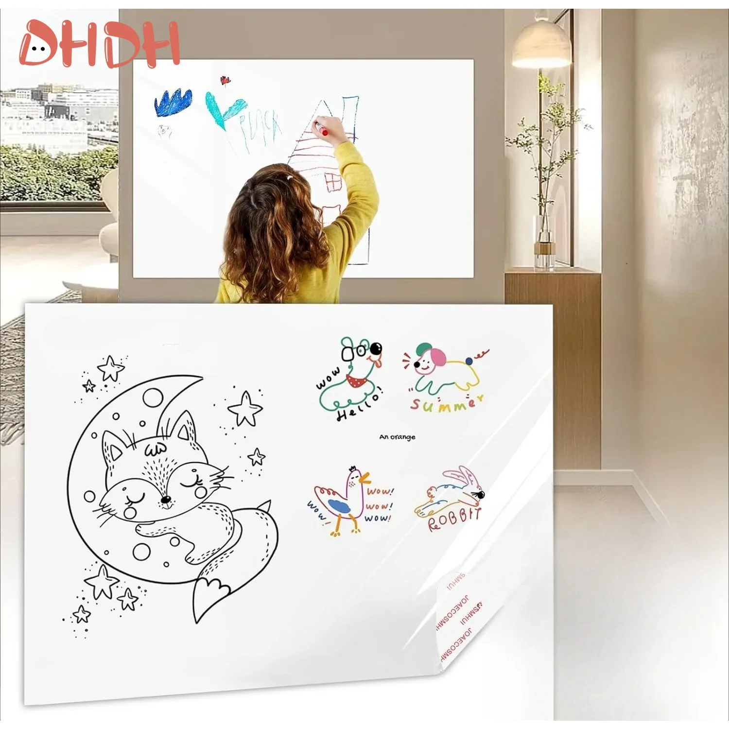 Kids Painting Scroll – Peel & Stick White Drawing Paper Roll for Wall, Washable Educational Art Toy for Decor & Creative Play