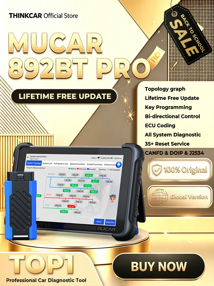 MUCAR 892BT PRO AI Schlüsselprogrammierer TKEY 101 Topologie Kfz-Diagnosegerät J2534 Bidirektionaler Auto-OBD2-Scanner ECU-Codierung