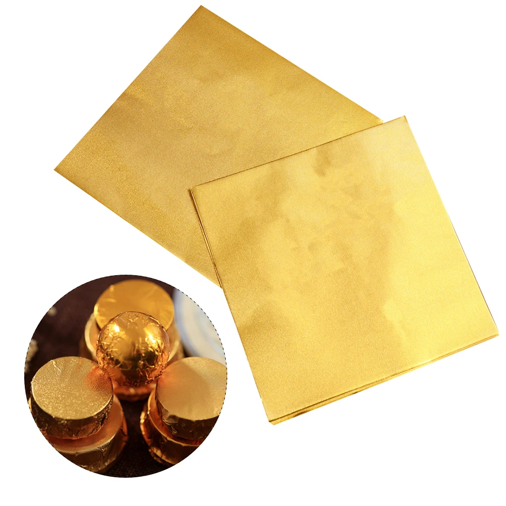 

600 Pcs Chocolate Wrappers 8x8cm Food Grade Aluminum Foil Paper Bakery Accessories Gold Candy Foil Wrapper Packaging