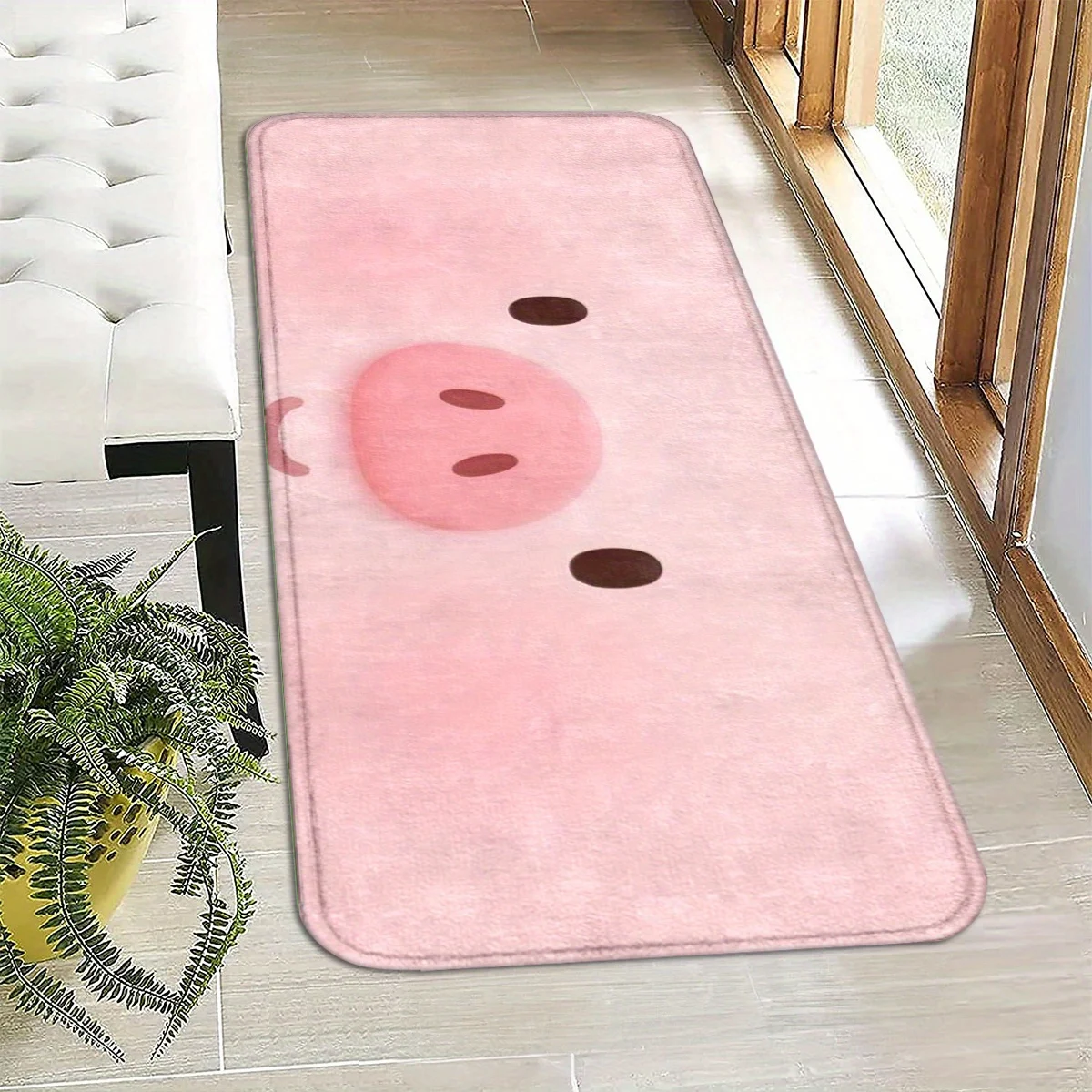 VIKAMA Cute Pig Soft Pink Shoe Changing Stool Mat Absorbent Kitchen Rug Entrance Doormat Rug For Bedroom Carpet For Living Room