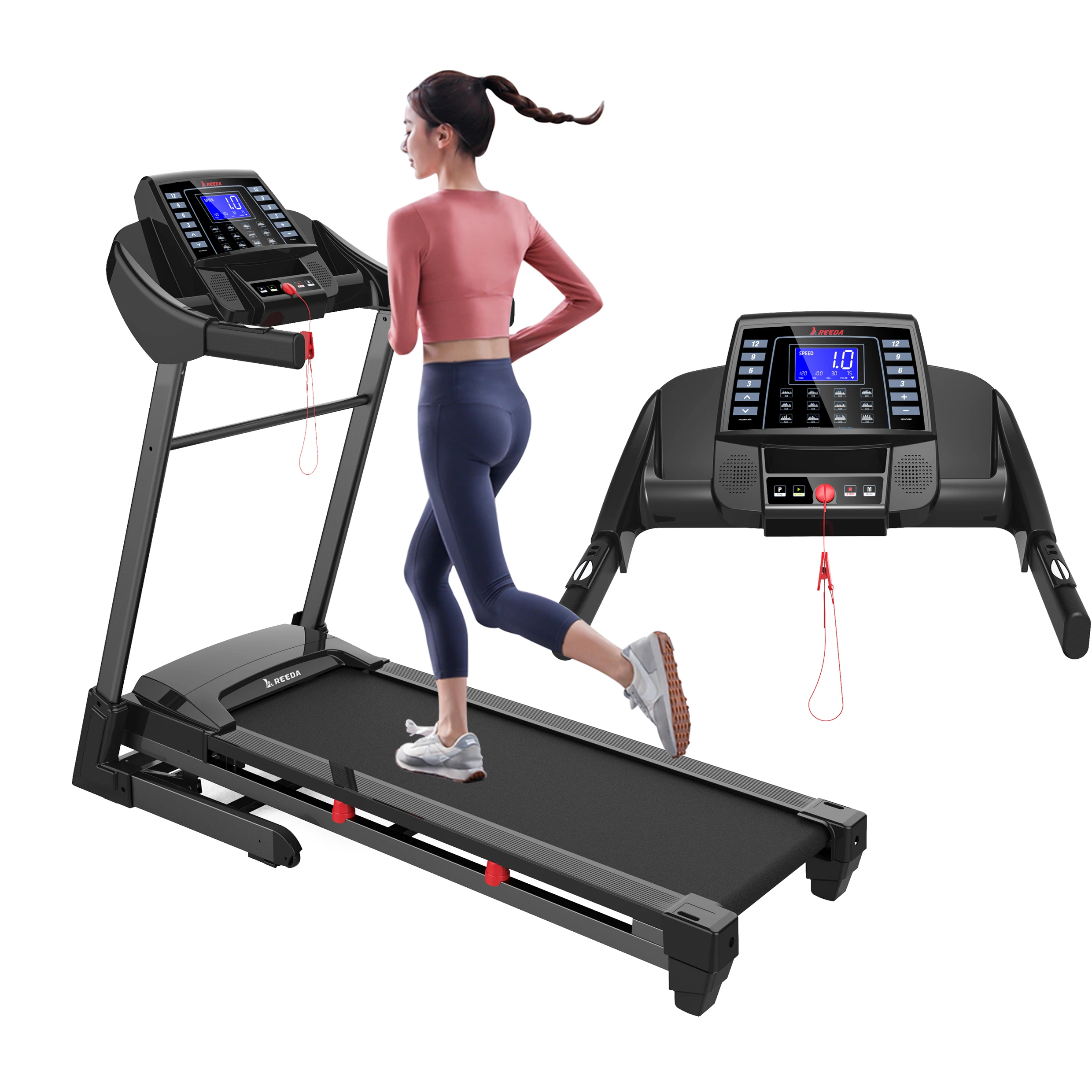 

Беговая дорожка для домашнего спортзала. Складные беговые дорожки для бега и ходьбы. Упражнения для бега с 12 предустановленными программами. Легкая сборка.