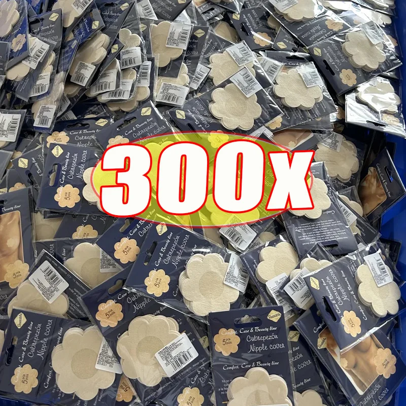 300pcs 여성 보이지 않는 일회용 젖꼭지 커버 스티커 꽃 라운드 자기 접착 유방 브래지어 패딩 가슴 통기성 패치 브래지어