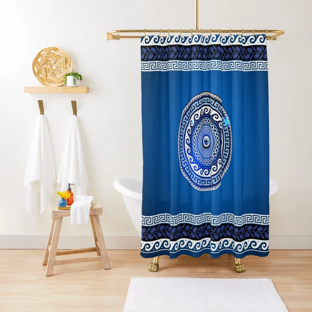 

Mati Evil Eye Greek Key Patterns Yiorgos Collection Shower Curtain Bathroom Showers For The Bathroom Funny Shower Curtain