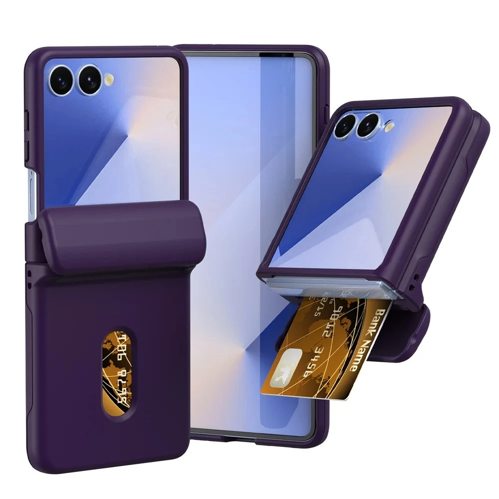 Brieftaschenhülle mit Kartenfach & Scharnierschutz für Samsung Galaxy Z Flip 8 7 6 5 4 3 Flip7 Flip6 Flip5 Flip4 Flip8 Handyhülle – Detail 3