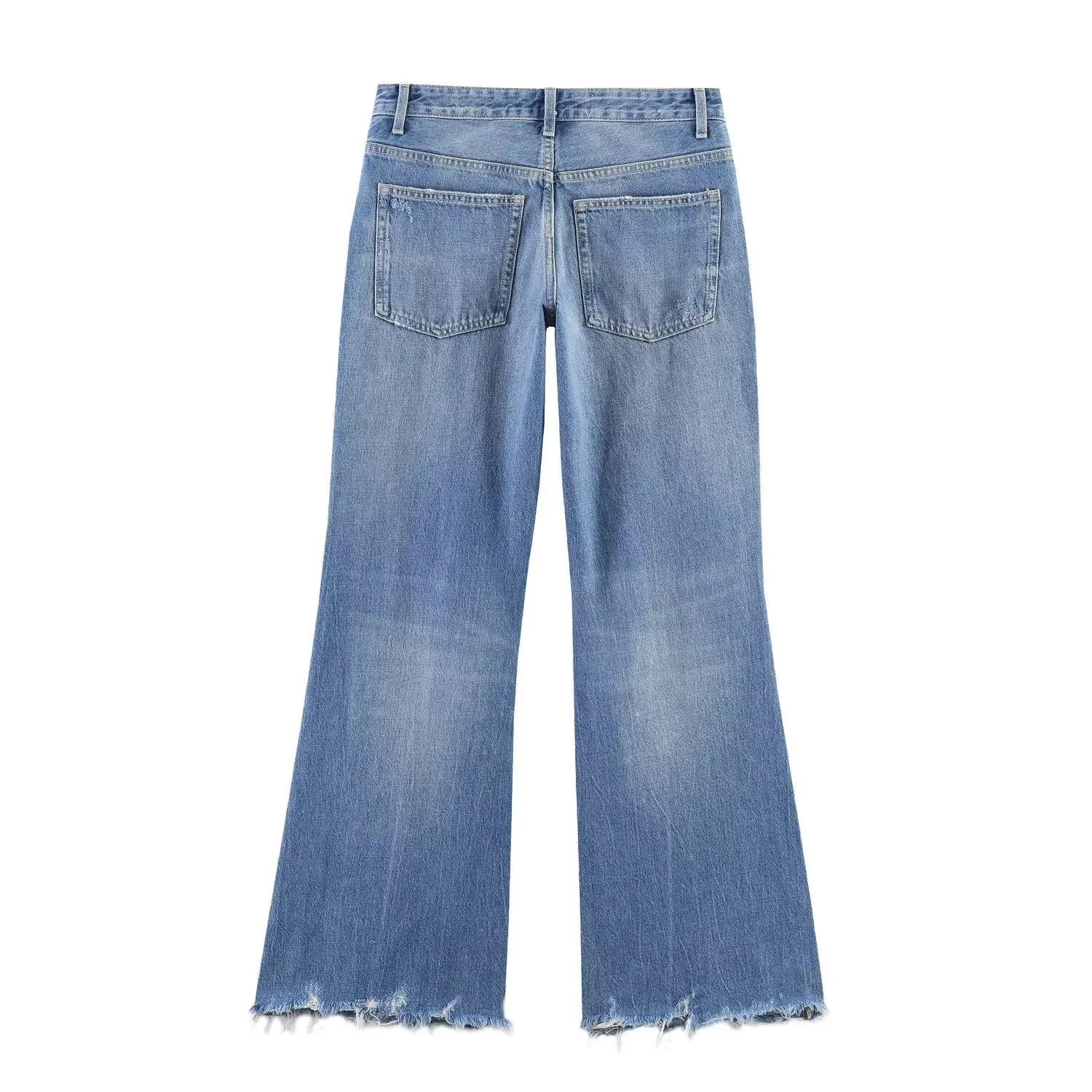 Cross-Border Women's Fashion Bell Bottom Jeans Hole Punching mid Waist Denim Skinnies Summer Collection Ladies' Short Jackets