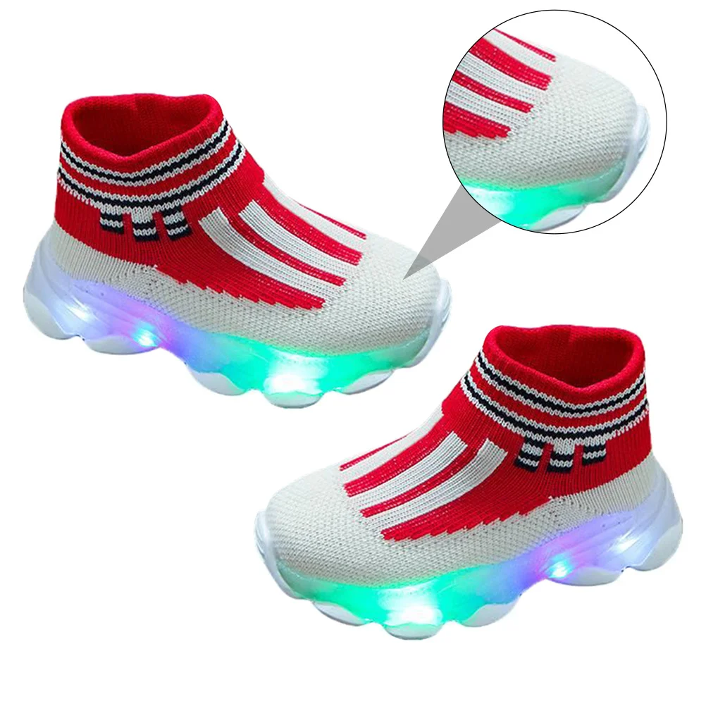

1Pair Kids LED Shoes Breathable Air Mesh Socks Design Nonslip Sole Suitable for Indoor Outdoor Use Boys Light Up Shoes