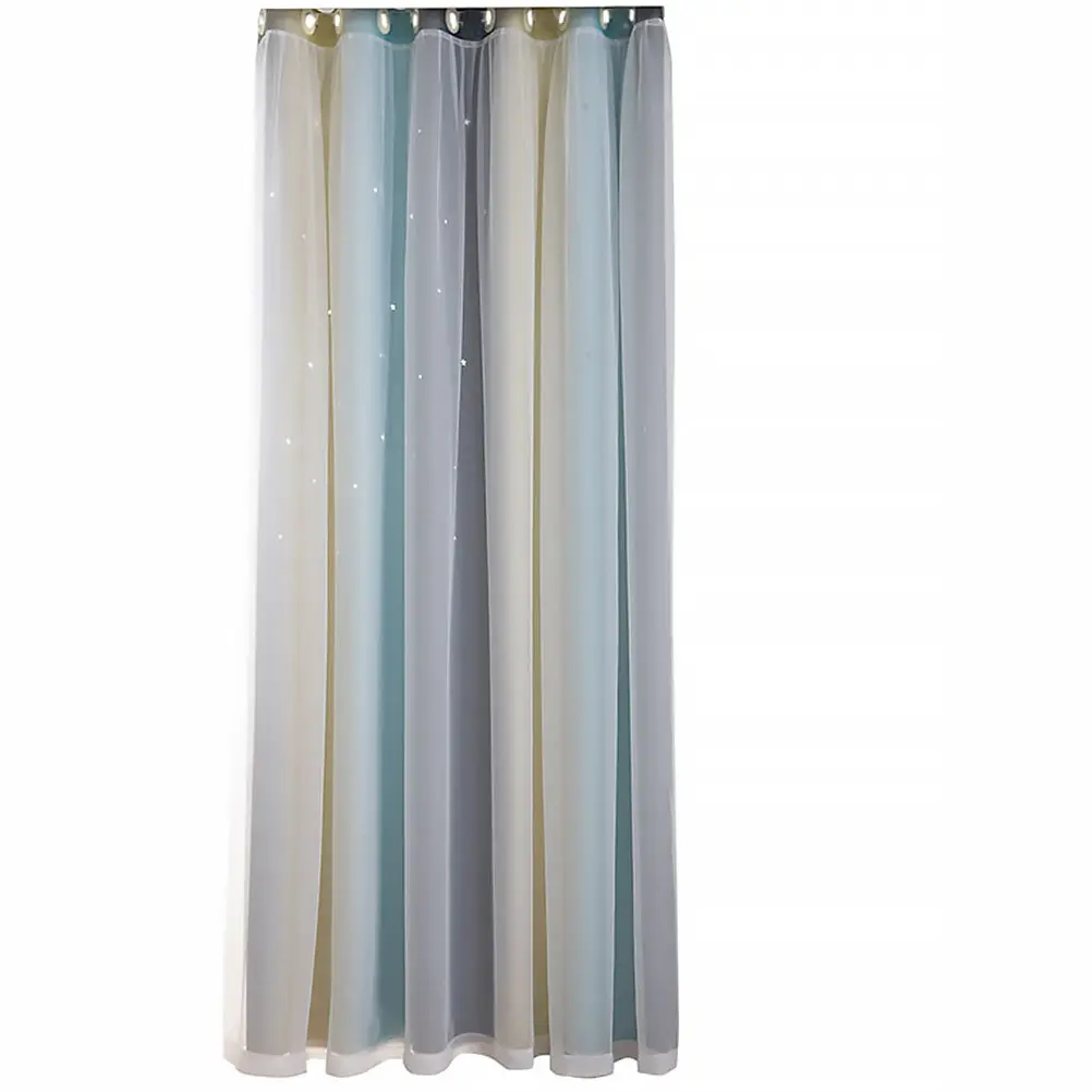 Double Layer Dacron Mesh Curtain with Shining Star Pattern Beige One-Sided Design for Bedroom Living Room Shading Heat view 6