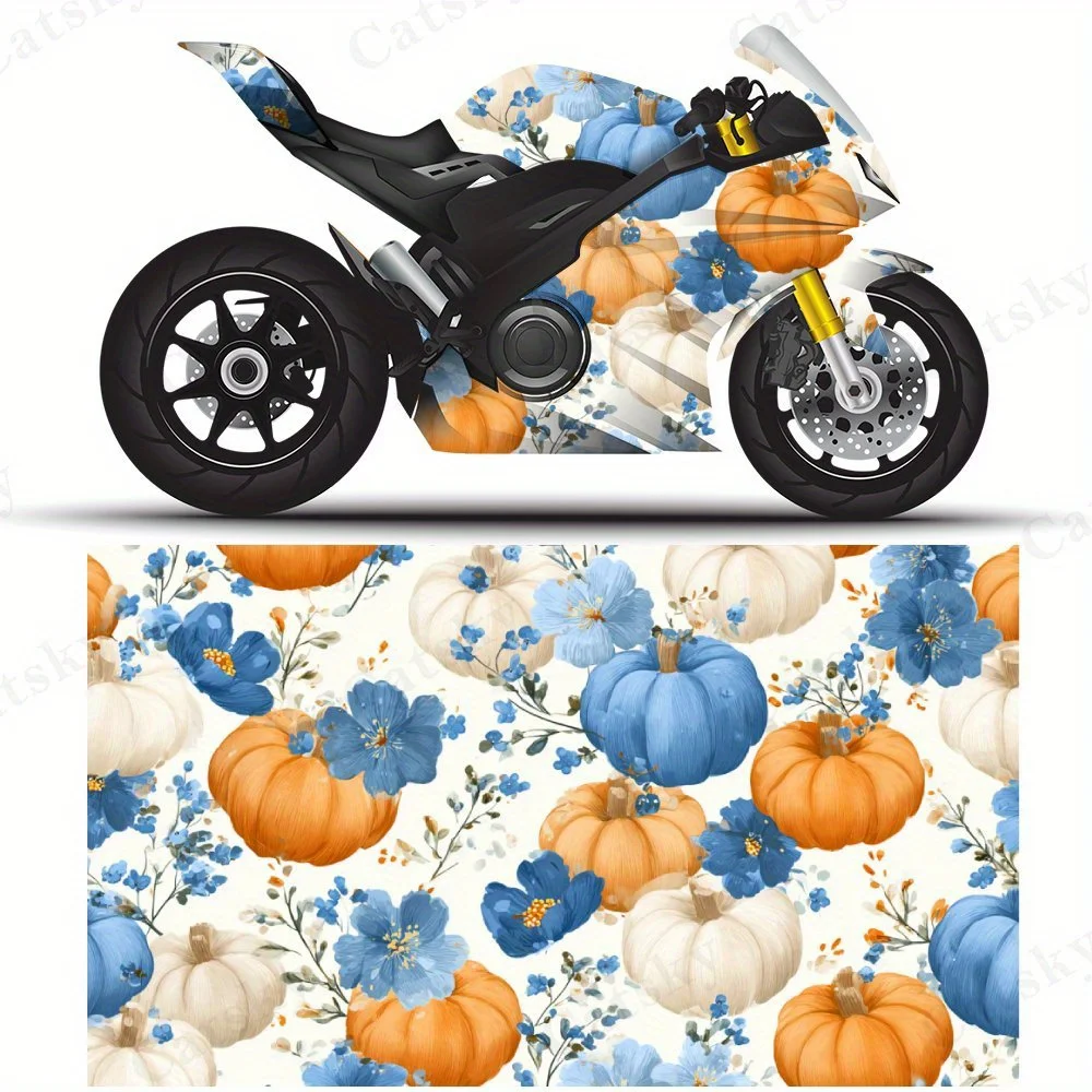 

Pumpkin Motorcycle Film Stickers, Durable PVC Adhesive Decals for Motorcycle Customization, Weather-Resistant Protective Cover w