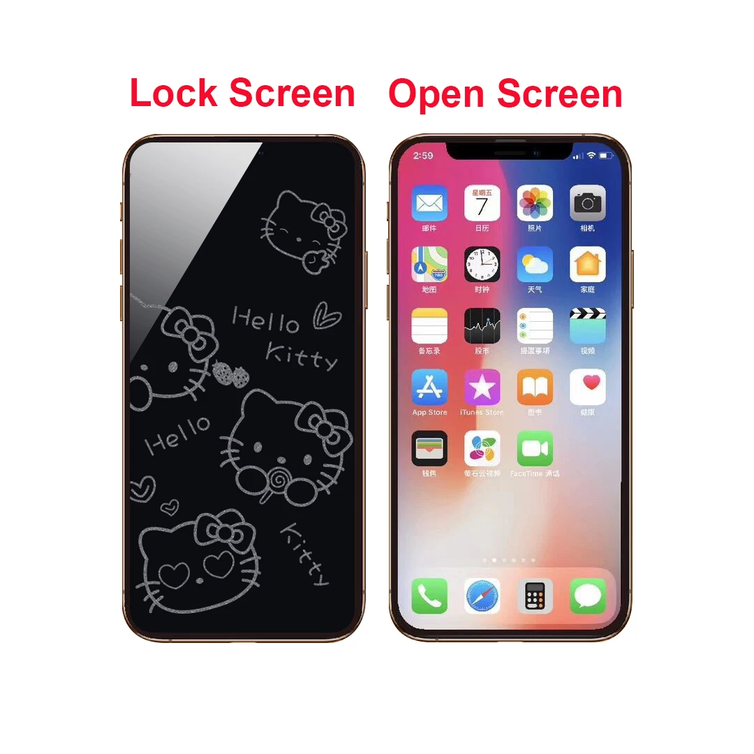 Invisible Screen Protector For IPhone 11 12 13 14 15 16 Pro Max Plus Tempered Glass For X XR XS Max Sanrio Hello Kitty Pochacco