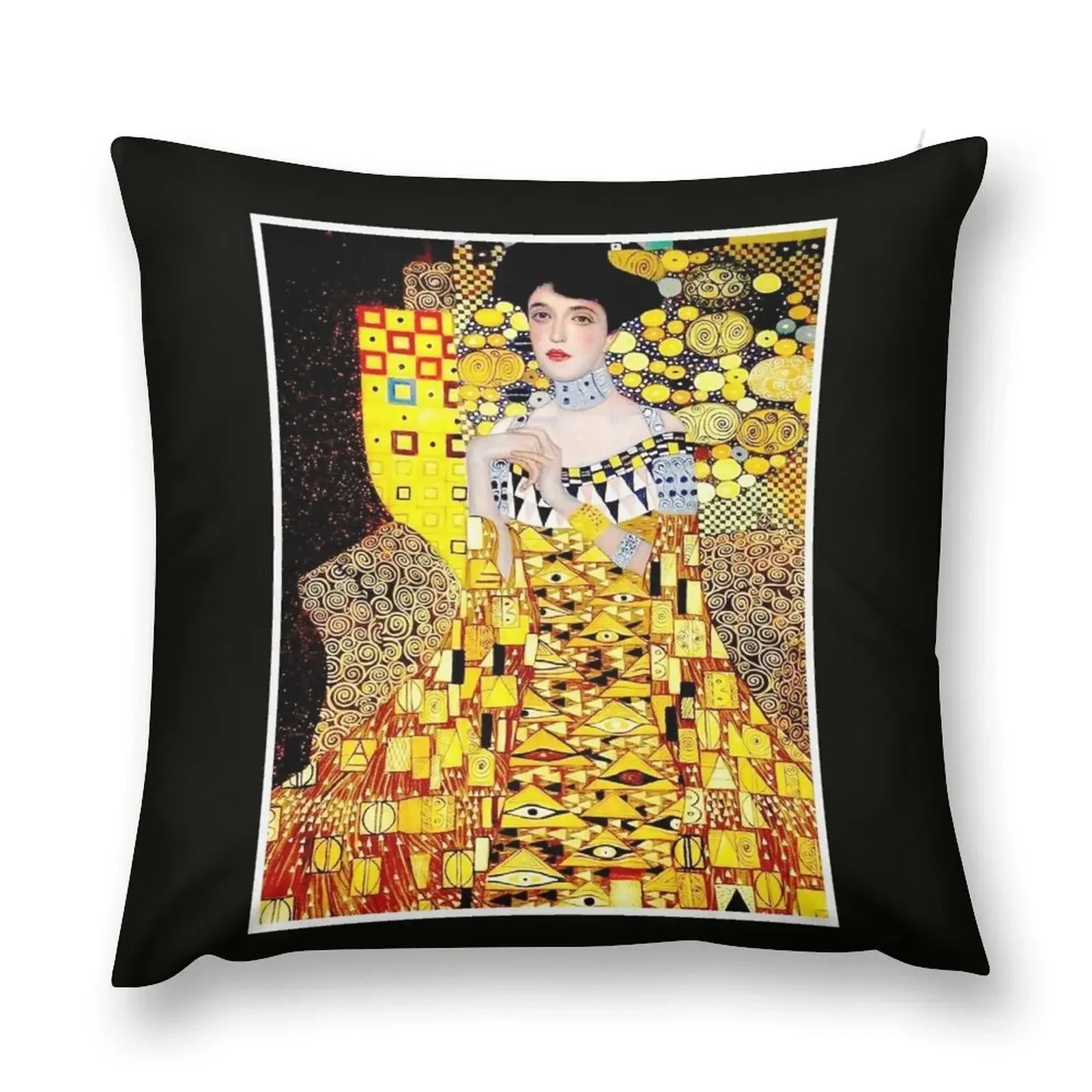 klimt : Vintage 1906 Adele Bloch Bauer Lady in Gold Portrait Print Throw Pillow Cusions Cover Couch Cushions Sofa Covers pillow