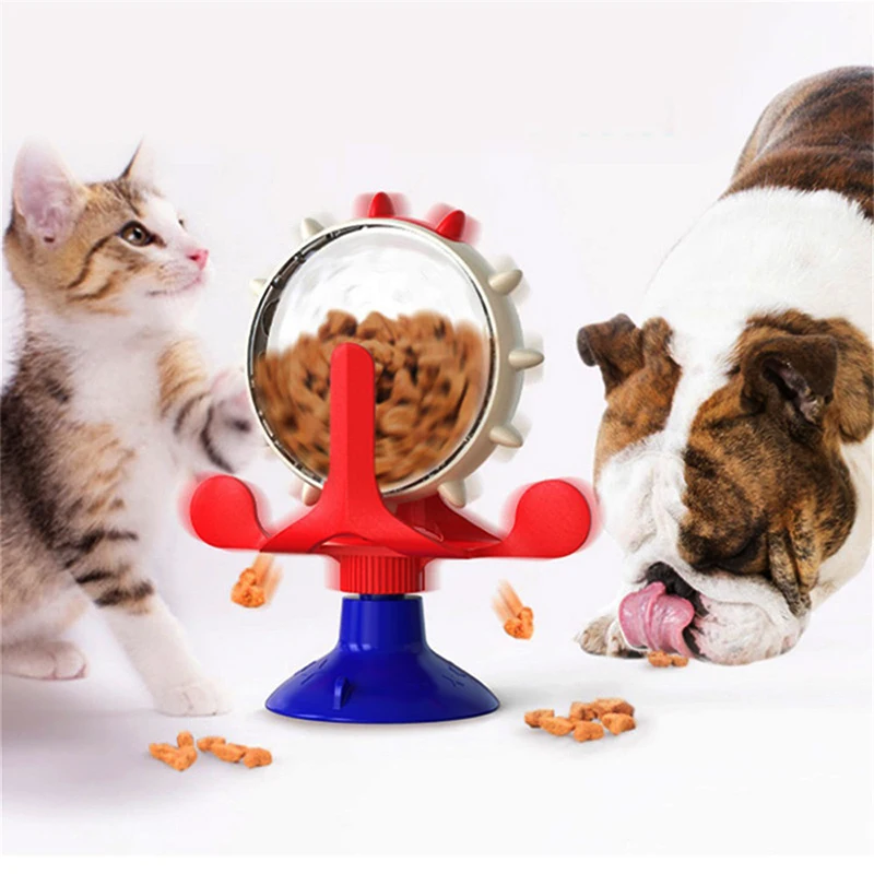 Cat Toy Interactive Feeds Rotates With Multiple Design Elements Attract Cats Fun Leaking Ball Pet Accessories Turntable Game