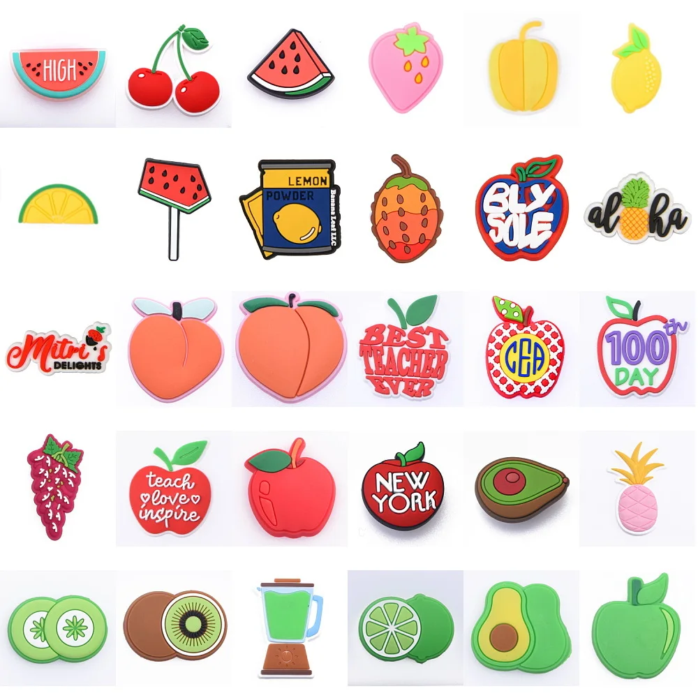 

New Arrival 1pcs Food Fruit Strawberry Pineapple Shoe Decoration Apple Peach Shoes Charms For Teens Kids Boys Girls Presents