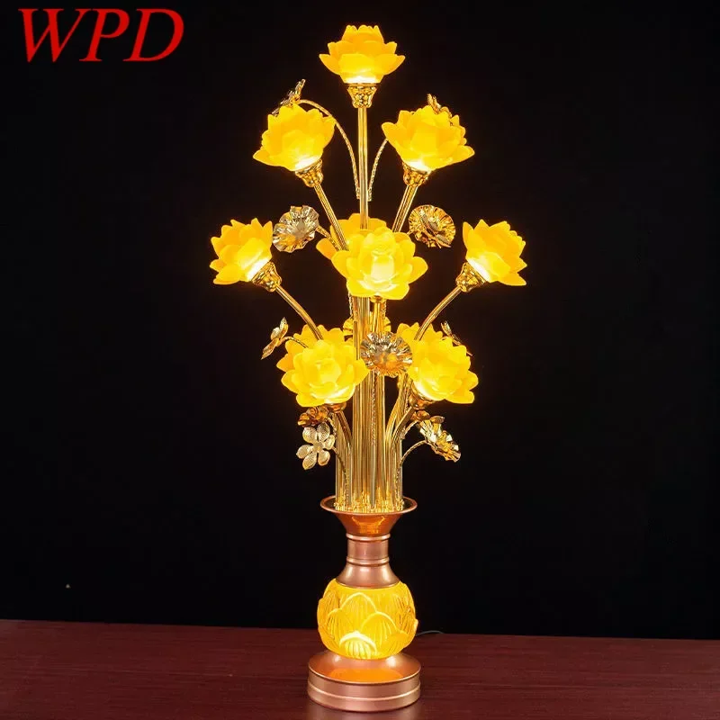 WPD Colored LED Lotus Table Lamp For Buddha Lamp Household Buddha Hall Lamp Glass Lamp Temple Worship Buddha Front Lamp