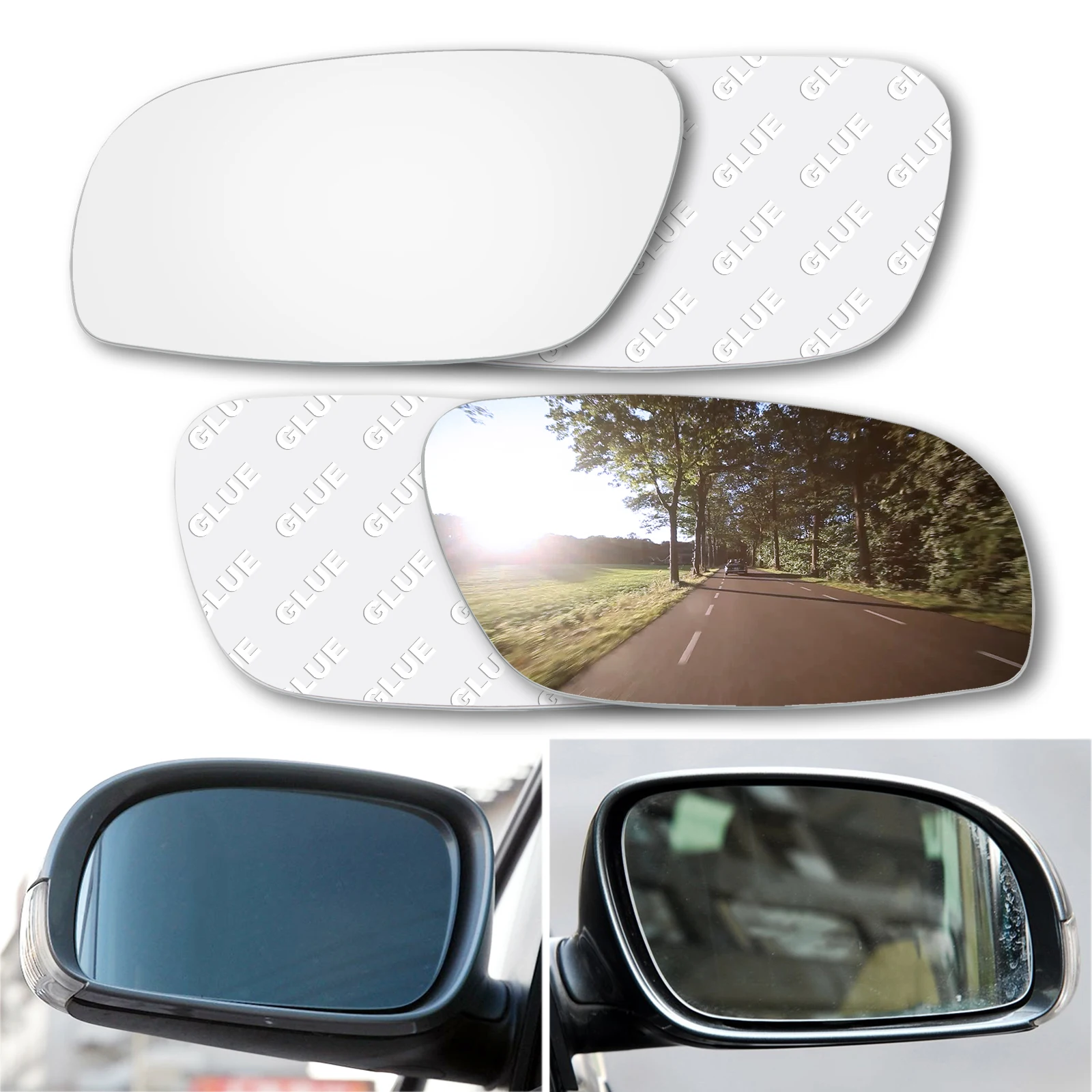 Outside Rearview Convex Wide Angle Mirror Glass Side mirror Replacement Rear View Stick On For VW Volkswagen Touran 2003-2009