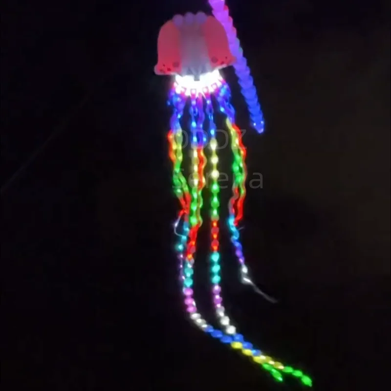 18M LED Portuguese Man-of-War jellyfish giant big soft inflatable kite 30D ripstop nylon by round corner LED super hight bright