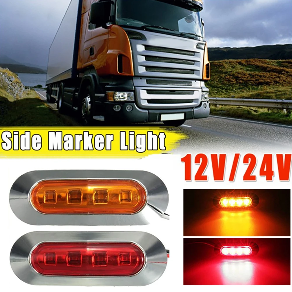 10PCS Side Marker Light 4LED Turn Signal Indicator Lights Amber Red Warming Lamp Waterproof Car Trailer RV Van Light 3528 SMD