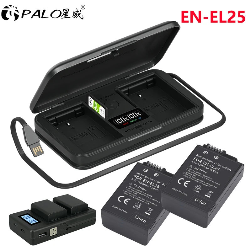PALO EN-EL25 ENEL25 EN EL25 니콘 Z50 ZFC Z 50 Z FC MH-32 카메라용 LCD USB 충전기가 있는 충전식 카메라 배터리