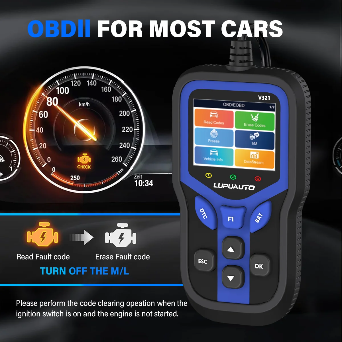 V321 obd2 يده رمز القارئ obd خطأ سيارة أداة تشخيص البطارية الصحة تستر محرك خطأ رمز الماسح الضوئي